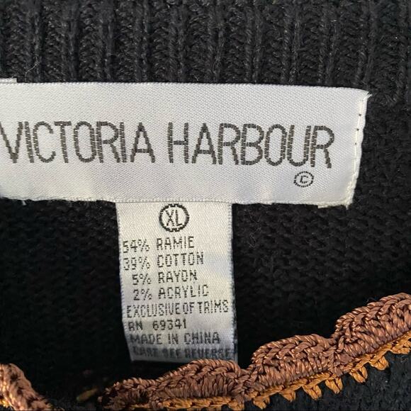 Victoria Harbour Purse Lovers Black Cardigan Sweater size XL - Picture 2 of 7